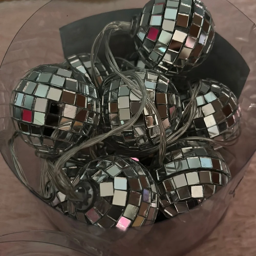 Disco ball lights psychedelic Hologram silver mirror sequin rave trip art decor